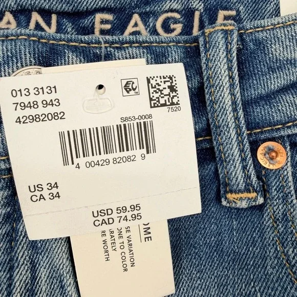 American Eagle AirFlex+ Tencel Distressed Jean Shorts 34 NWT - Picture 10 of 12
